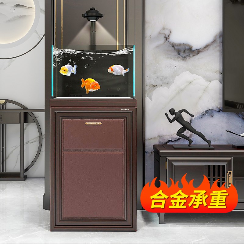 森森小型溪流超白方缸 背部溢流底滤鱼缸 家用客厅玻璃生态水族箱