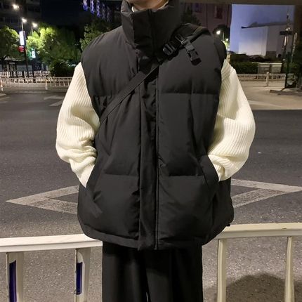 羽绒马甲男款秋冬季加厚保暖立领百搭宽松大码高级感情侣休闲背心
