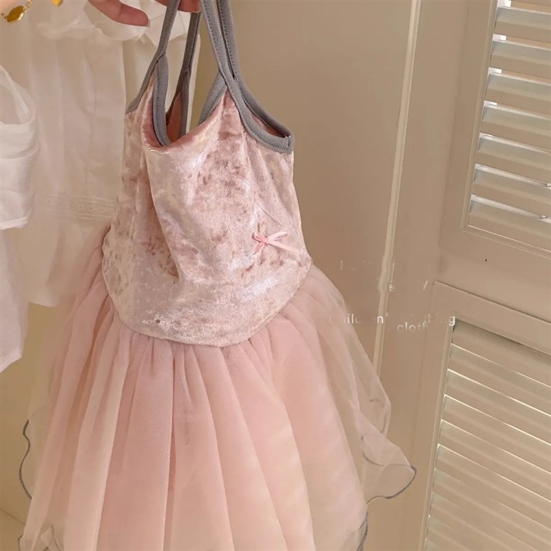 女童连衣裙2025夏季新款儿童洋气吊带裙子宝宝粉色公主生日礼服夏