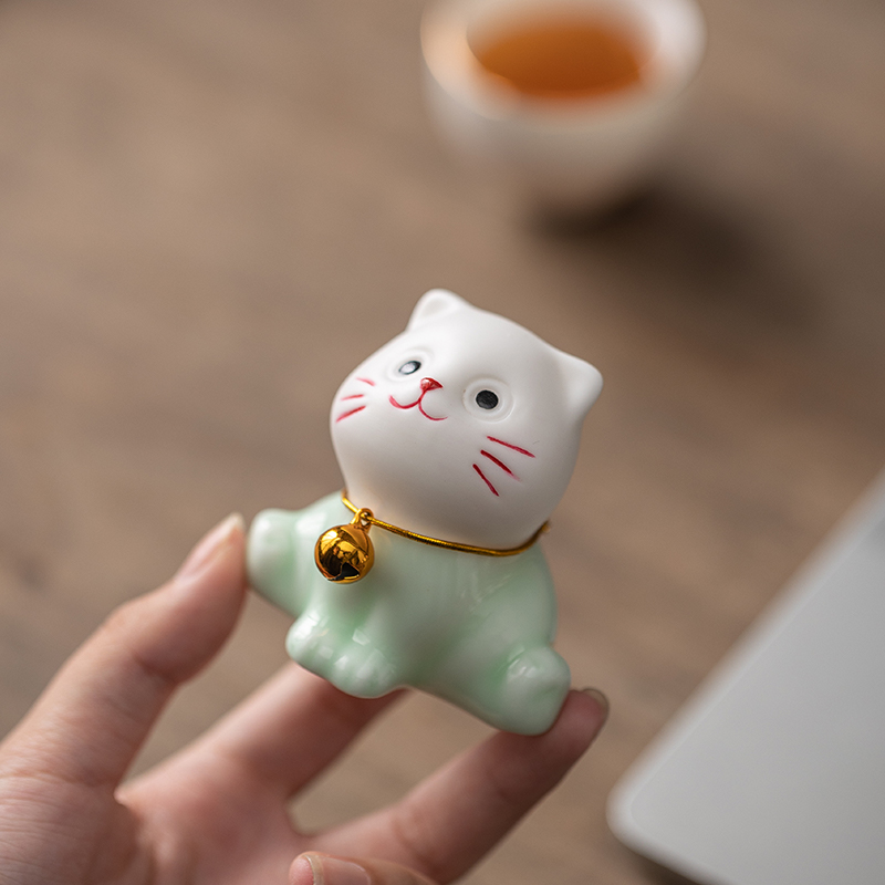 迷你陶瓷可爱小猫咪治愈系招财卡通动物家居客厅桌面装饰小摆件