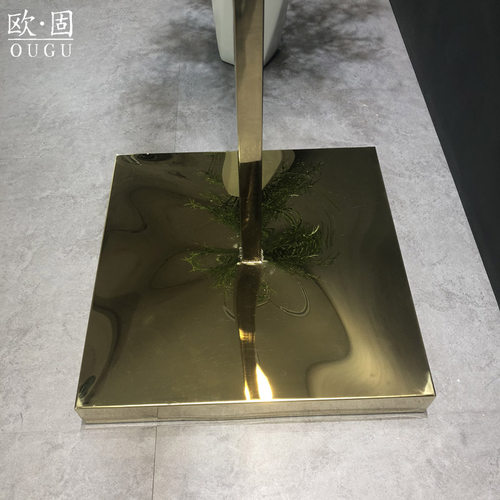 服装店高档镜面亮光钛金色不锈钢落地式靠墙正挂服装挂衣架展示架