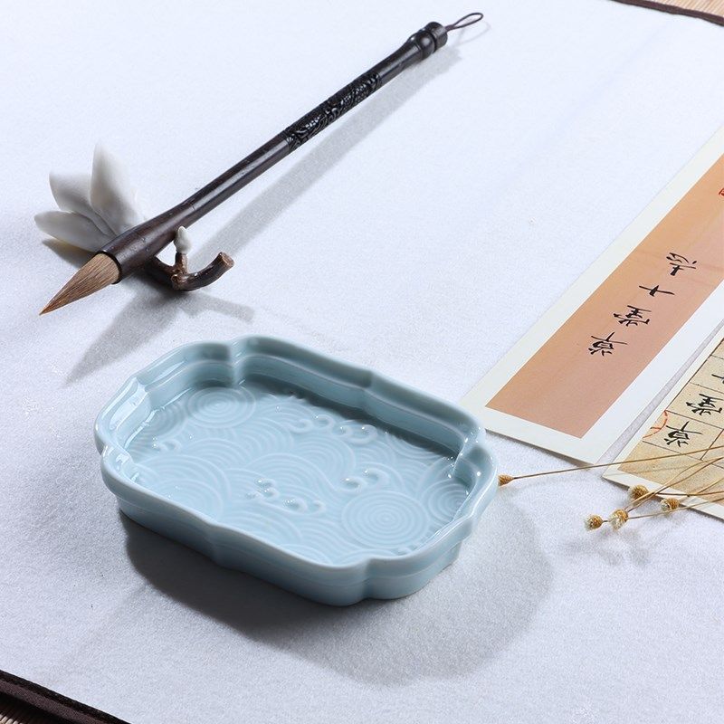 浪花海棠陶瓷墨池墨碟大号墨盘小墨盒装墨汁国画调色盘中国风复古,文具电教/文化用品/商务用品,文房四宝,淘宝优惠券,粉丝福利购,淘宝优惠卷