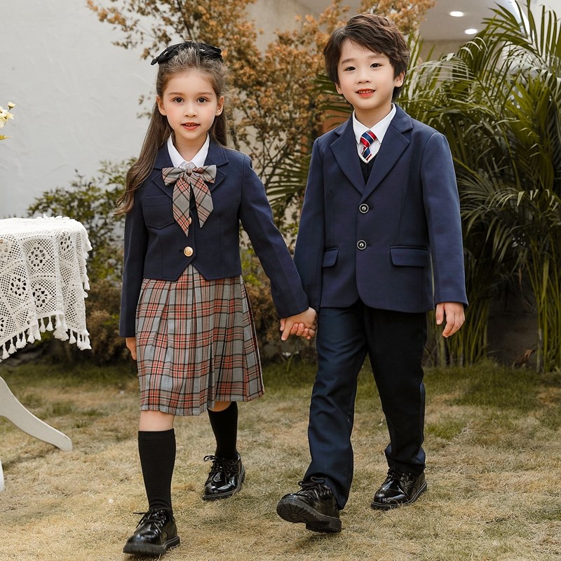 幼儿园园服春秋冬装英伦风儿童校服西装三件套中小学生班服老师服