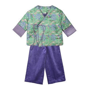 新中式女童汉服唐装2024春秋新款非遗宋锦国风女宝宝旗袍上衣套装