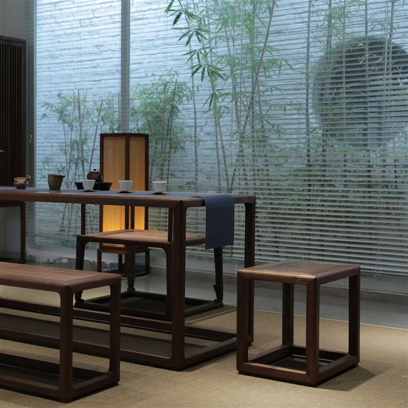 北美黑胡桃木茶凳新中式小方凳矮凳喝茶板凳木凳小凳子茶桌小凳子