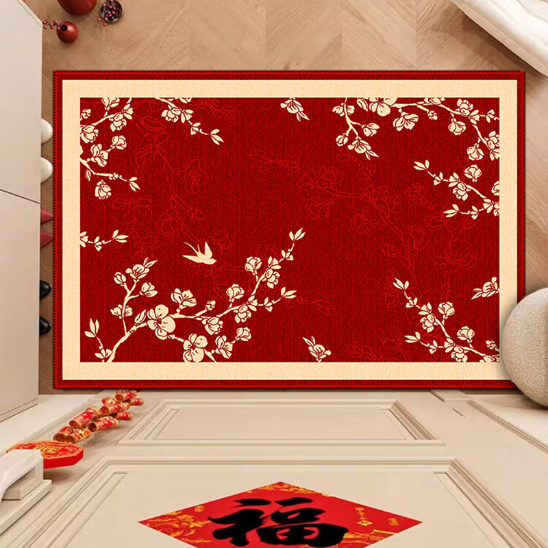 新中式入户门地垫2024新款红门垫进门门口结婚脚垫法式中国风地毯