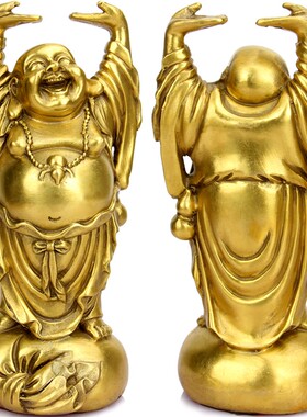 纯铜举手笑佛举元宝佛摆件铜弥勒佛大肚佛