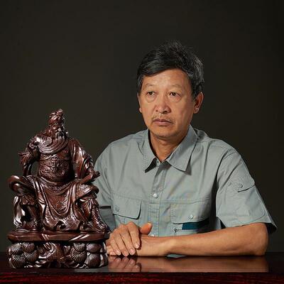 黑檀木雕关公摆件实木关公像看兵书夜读春秋关羽家居办公室工艺品