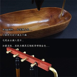 铜杆笔架毛笔挂毛笔学生墨碟创意摆件挂笔卖笔展示架毛笔架