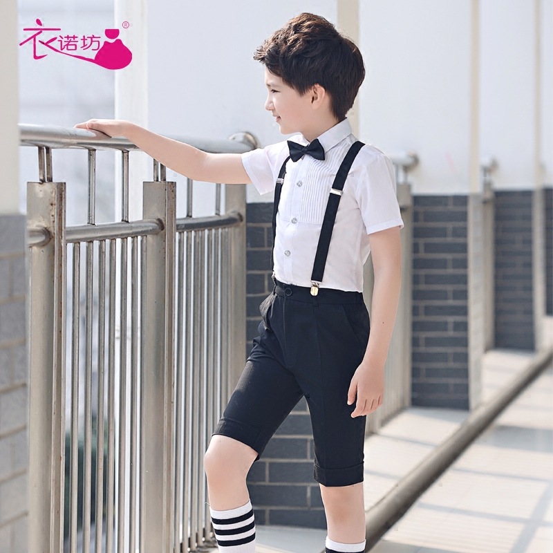 儿童礼服小花童主持人男童钢琴演出服装背带裤大合唱表演西装套装