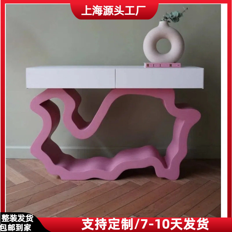北欧烤漆玄关台极简入户装饰台桌个性艺术端景条台储物柜案台整装