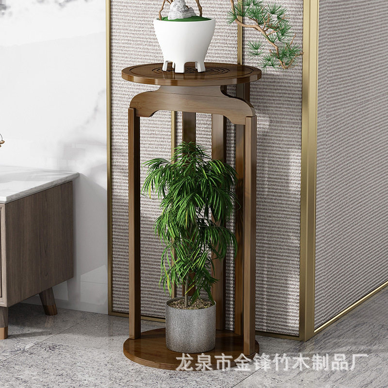 室内花架客厅电视柜旁落地新中式花台实木摆件置物架绿萝花盆架子