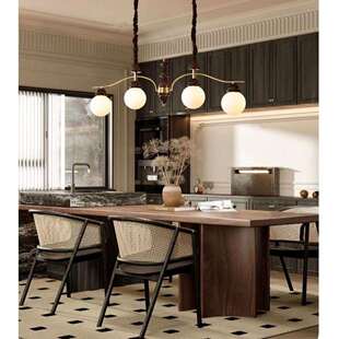 国大法式餐厅中古美式吧台吊灯胡桃实木复古南洋高级饭桌灯具