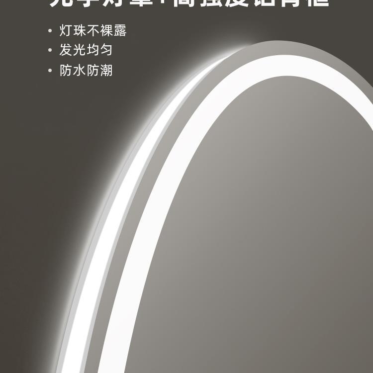 智能浴室圆镜挂墙卫生间镜子led圆形发光化妆镜带灯梳妆台镜新款