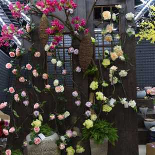 饰遮挡室内吊顶塑料藤蔓植物 仿花藤真玫瑰假花藤条客厅空调管道装