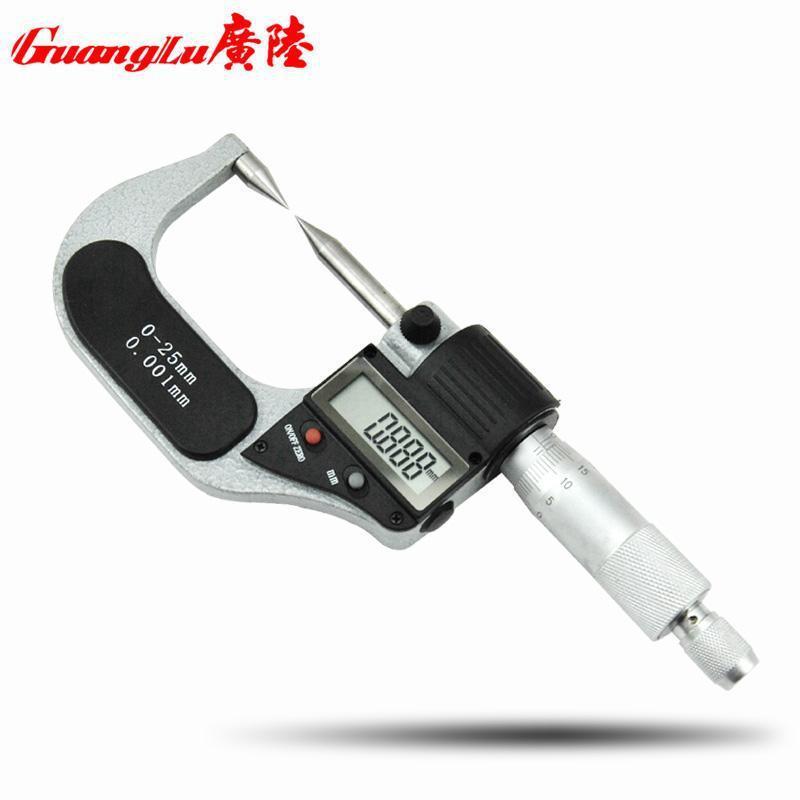 广陆双尖头数显千分尺0-25mm尖头外径千分尺0.001mm