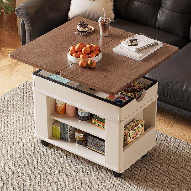 实木折叠茶几茶桌可升降小户型客厅家用沙发边柜可移动小推车边几