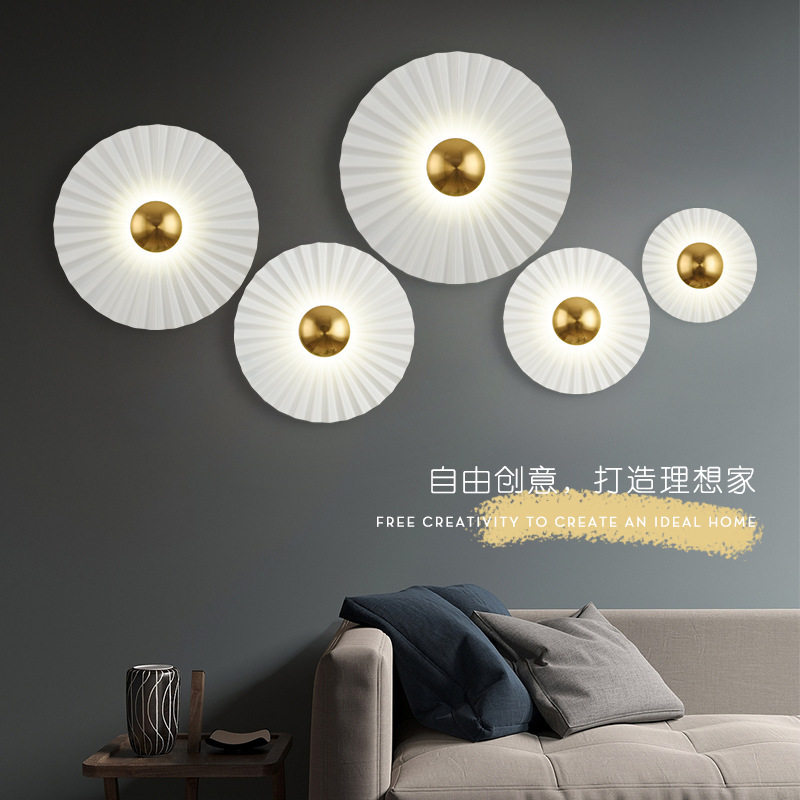 现代简约创意个性氛围壁灯卧室床头LED轻奢圆形壁灯别墅装饰灯具