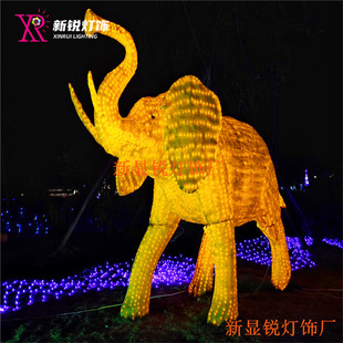 LED装 饰森林大象滴胶动物灯3D动物立体LED猛犸象道具小品灯