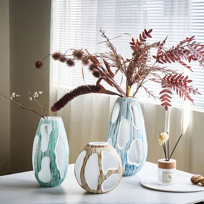 美式吹制渐变哑光玻璃花瓶落地玄关客厅样板间干花软装装饰摆件,电子元器件市场,电线扎带/束线带,淘宝优惠券,粉丝福利购,淘宝优惠卷