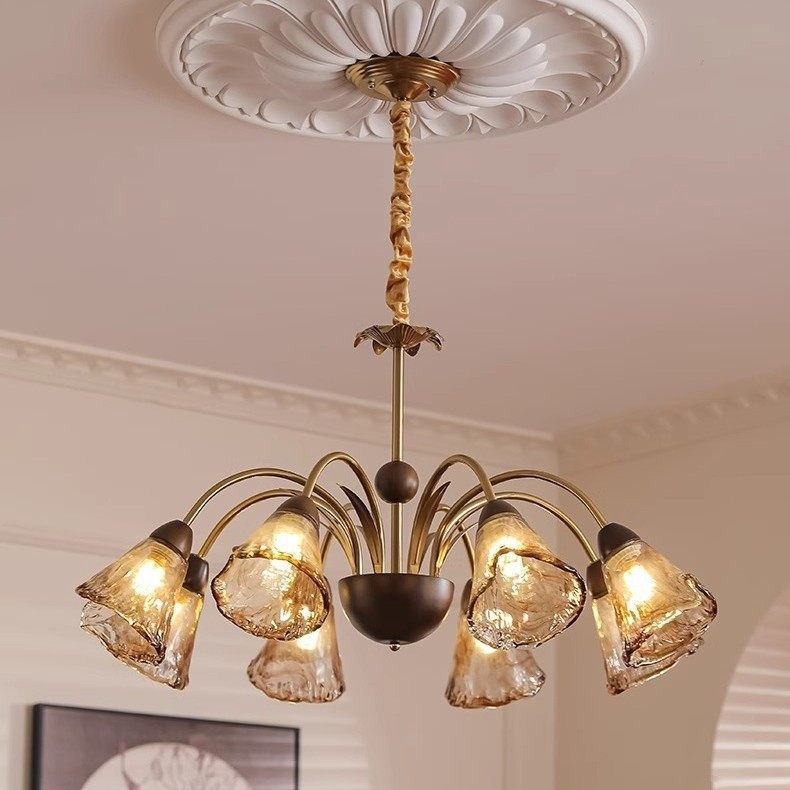 全铜中古风美式复古大厅主灯设计师高级实木餐厅卧室灯具客厅吊灯