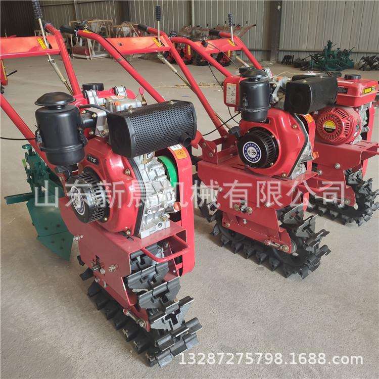 独轮履带开沟机柴油6马力电启动微耕机链轨犁地机