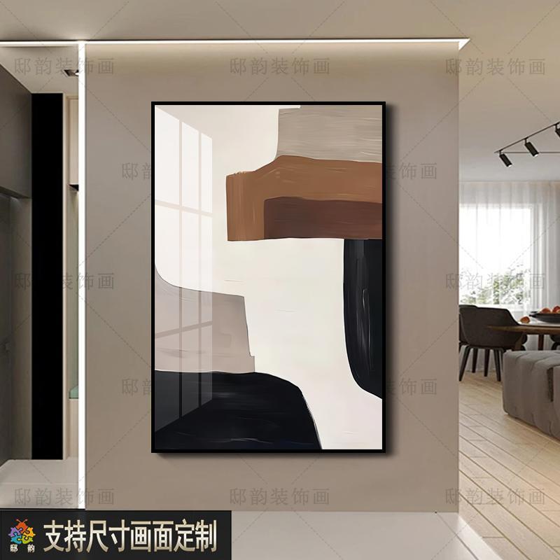 现代抽象色块客厅装饰画意式极简样板间晶瓷画民宿酒店高级感挂画图片