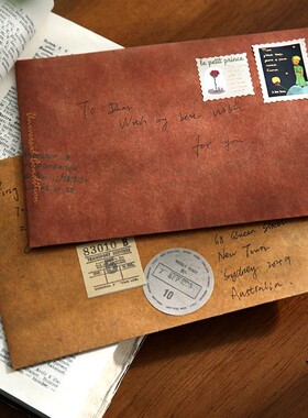 牛皮纸信封加信纸套装复古加厚大信封袋送老师精美高级感信笺中式浪漫手写情书生日表白送男友邮票中国邮政