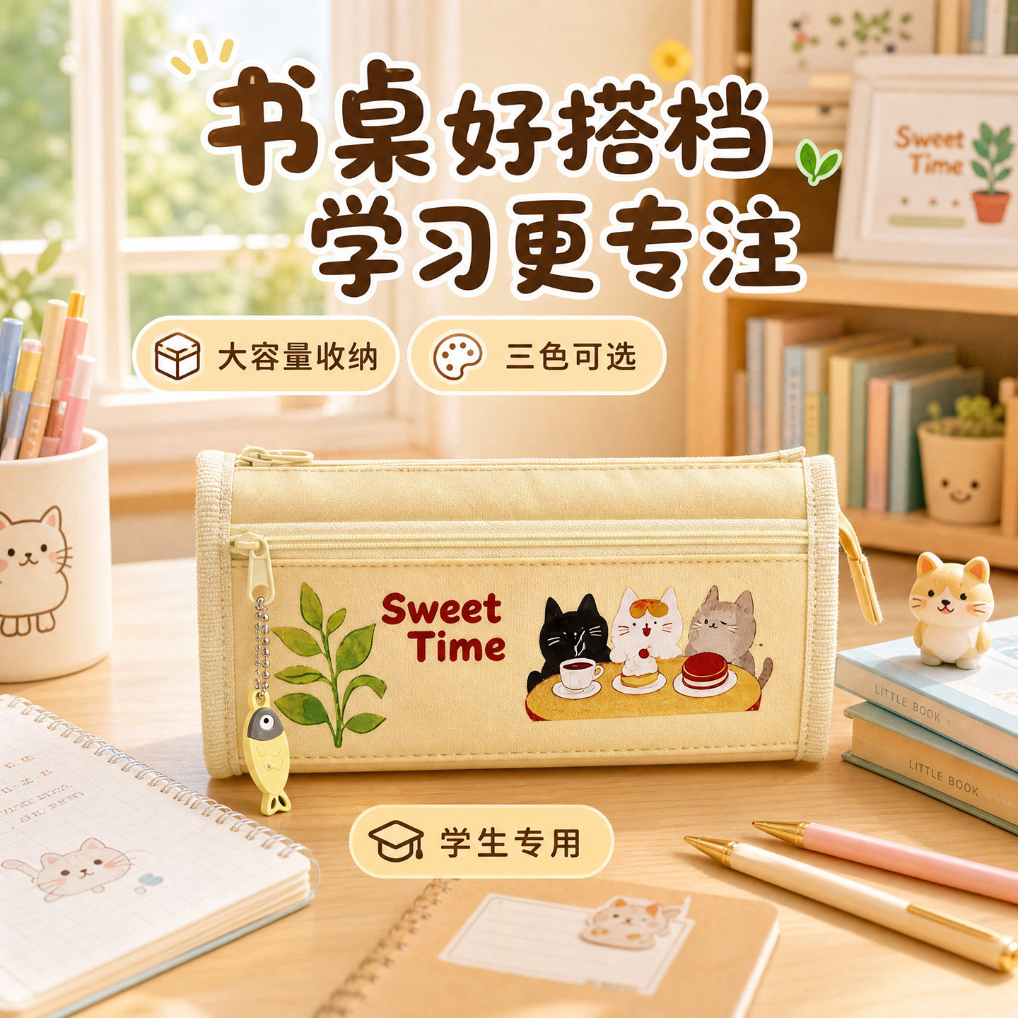 可爱小猫笔袋高颜值ins风韩系图片