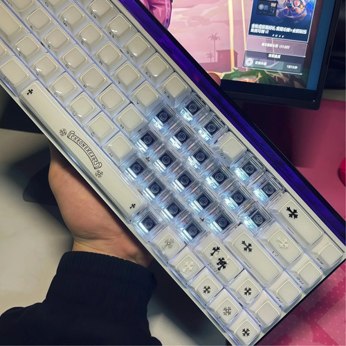 XVX水晶果冻2.0键帽白色透明爱心客制化克罗心键盘键帽wooting60