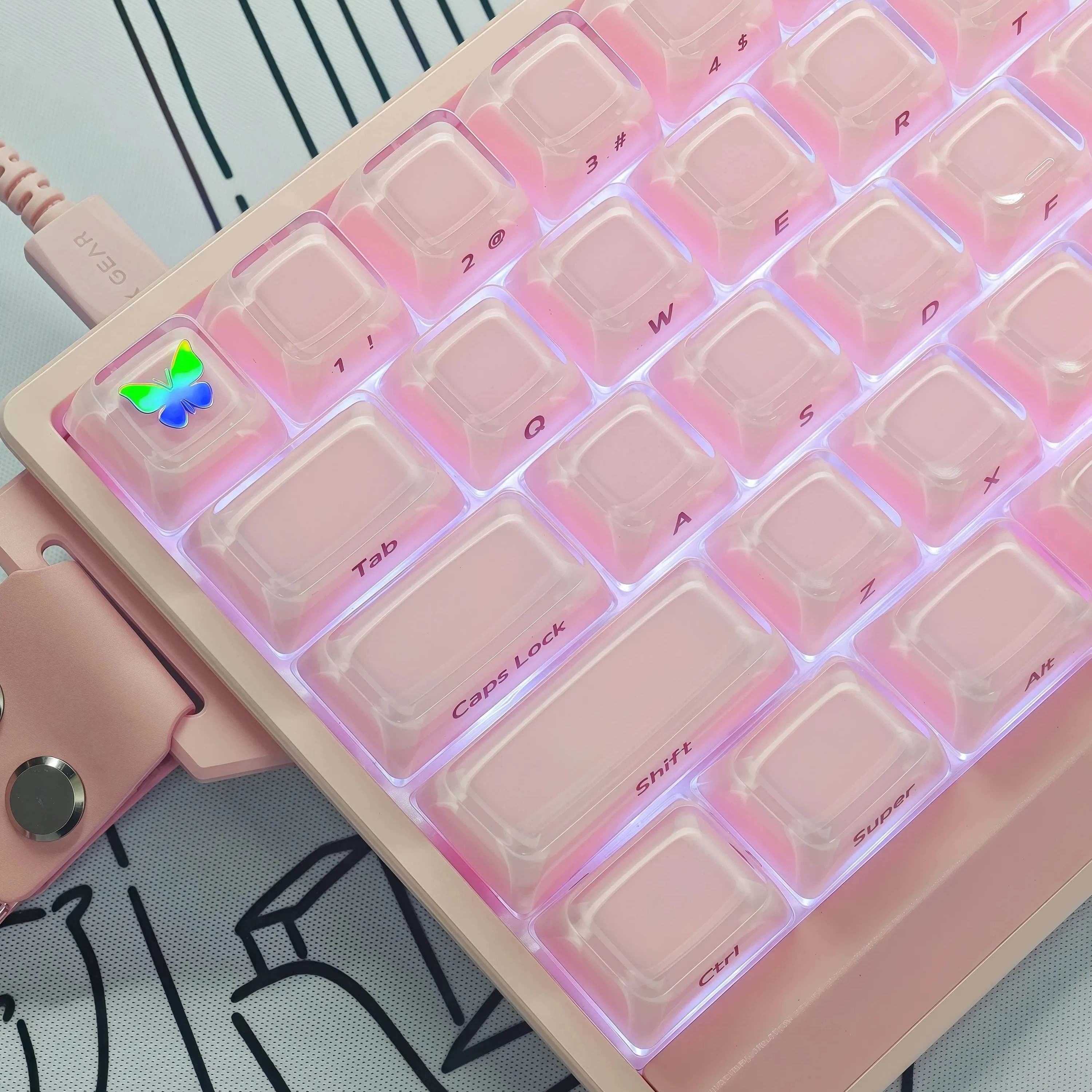 XVX水晶果冻2.0粉色键帽侧刻磁轴键盘键帽PC加厚MDA高度wooting