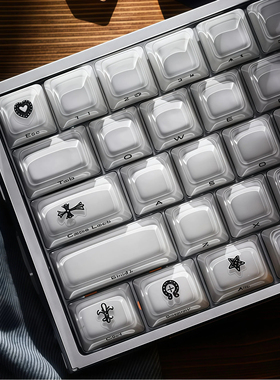 XVX水晶果冻2.0键帽侧刻克罗心机械键盘帽PC白色ev63wooting60