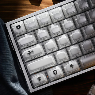 XVX水晶果冻2.0键帽侧刻克罗心机械键盘帽PC白色ev63wooting60