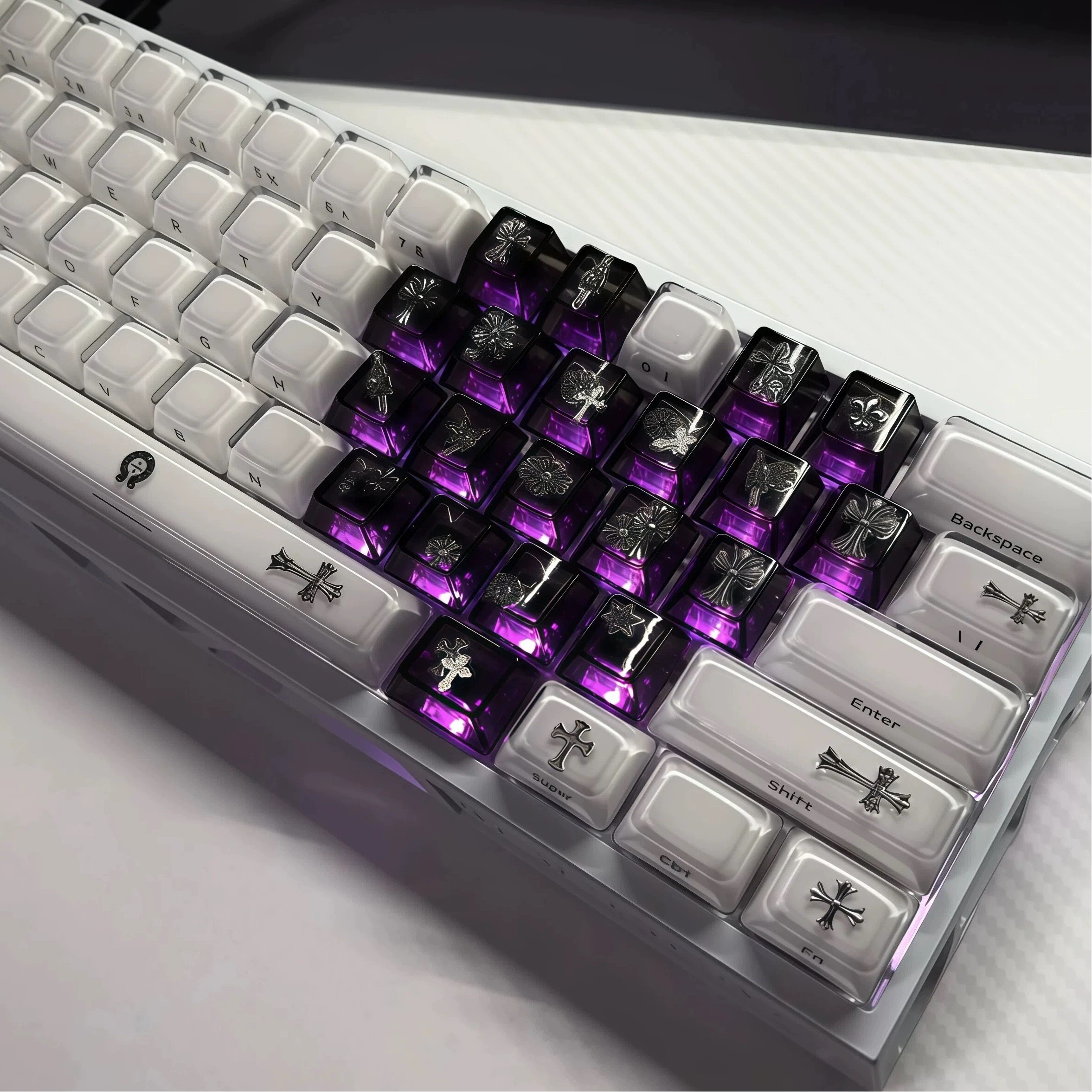 XVX水晶果冻2.0键帽黑色透明爱心克罗心客制化键盘键帽wooting60,电脑硬件/显示器/电脑周边,键帽,淘宝优惠券,粉丝福利购,淘宝优惠卷