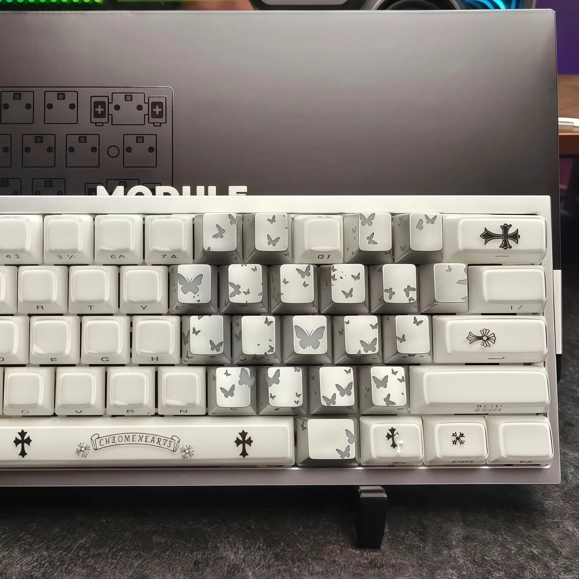 XVX水晶果冻2.0键帽爱心银色蝴蝶客制化克罗心键盘键帽wooting60