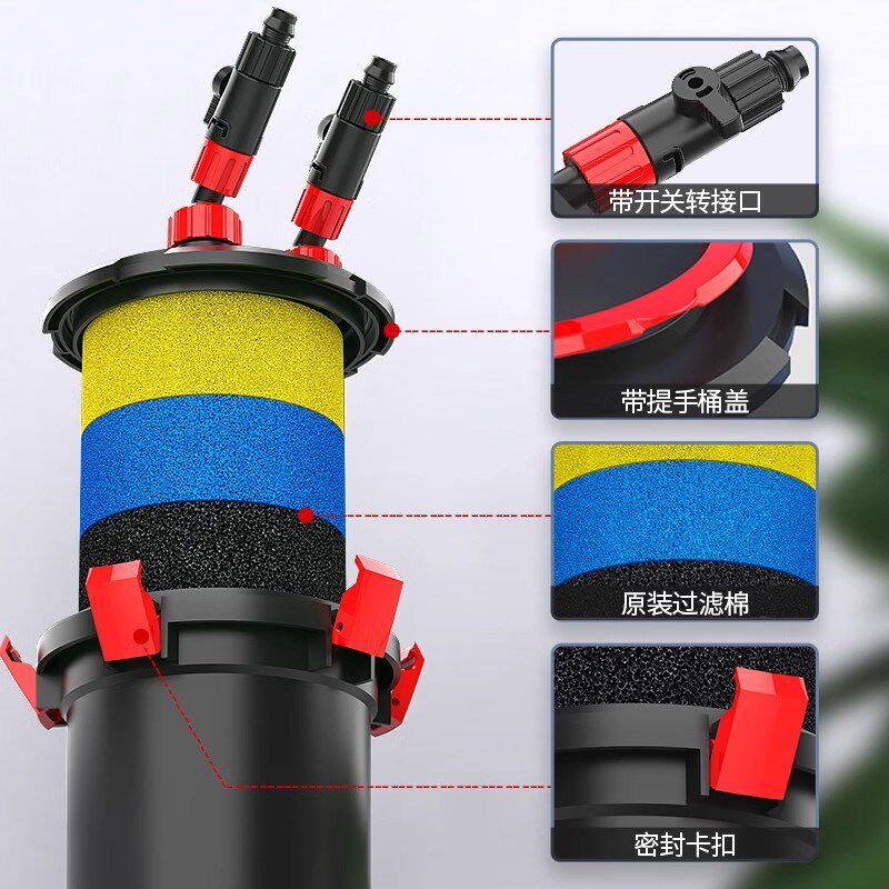 陶瓷鱼缸过滤器古法养鱼净水循环系统三合一水泵外置专用圆形桶