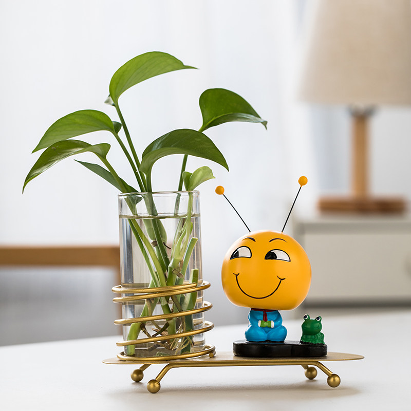 创意绿萝水培植物花瓶玻璃透明容器水养花插卡通花盆器皿客厅摆件