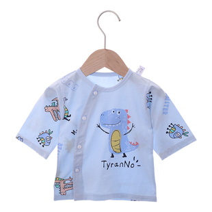 新生婴幼儿中袖上衣开裆裤子两件套0-12个月宝宝夏季套装凉快透气