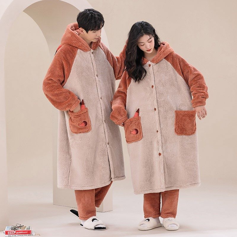情侣睡衣女秋冬季加绒加厚珊瑚绒睡袍长款浴袍男士卡通家居服套装,女士内衣/男士内衣/家居服,睡袍/浴袍,淘宝优惠券,粉丝福利购,淘宝优惠卷
