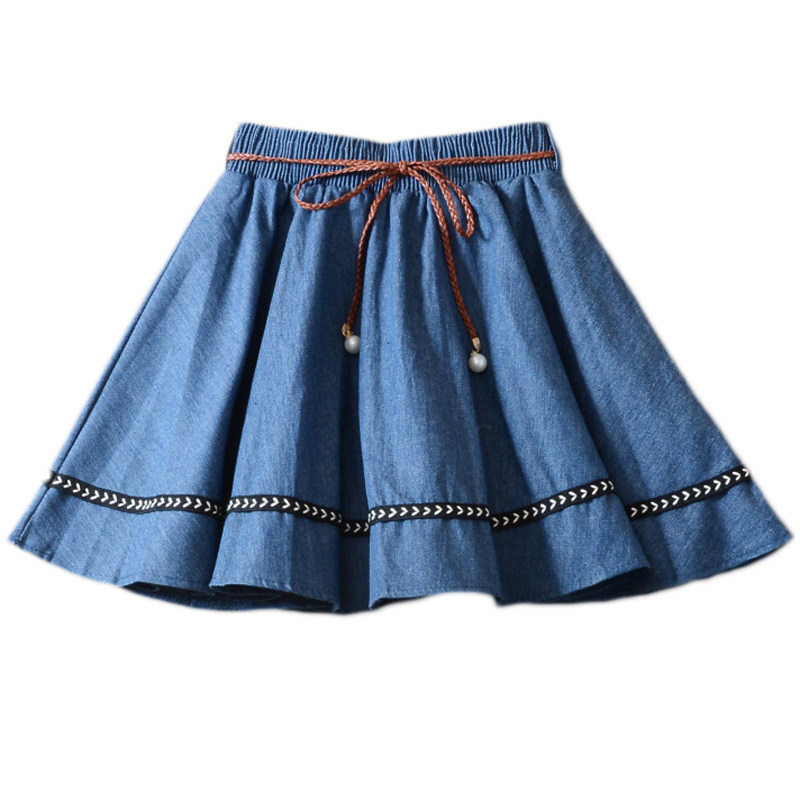 2021春夏季新款松紧高腰牛仔裙女A字短裙子防走光百褶蓬蓬半身裙
