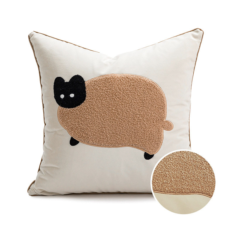 依兮小猫咪绵羊抱枕靠垫冬季客厅沙发抱枕套不含芯毛绒民宿风卡通,居家布艺,抱枕被,淘宝优惠券,粉丝福利购,淘宝优惠卷