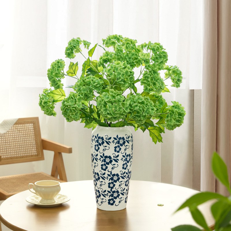 新中式复古青花瓷高级感陶瓷花瓶客厅装饰品复古手绘鲜花插花花瓶