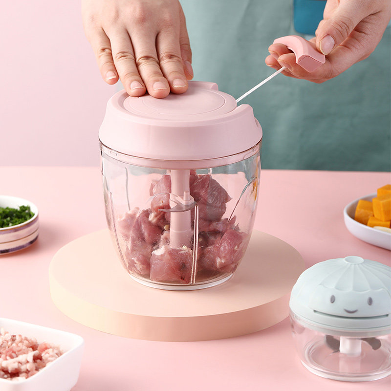 家用厨房迷你手拉式搅拌机 辅食捣蒜泥蓉绞肉器 手动打姜切菜神器