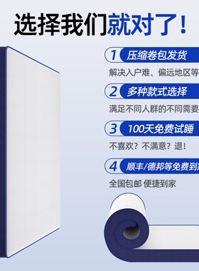 弹簧卷包床垫真空压缩蓝色乳胶盒子家用20cm席梦思卧室记忆棉软垫