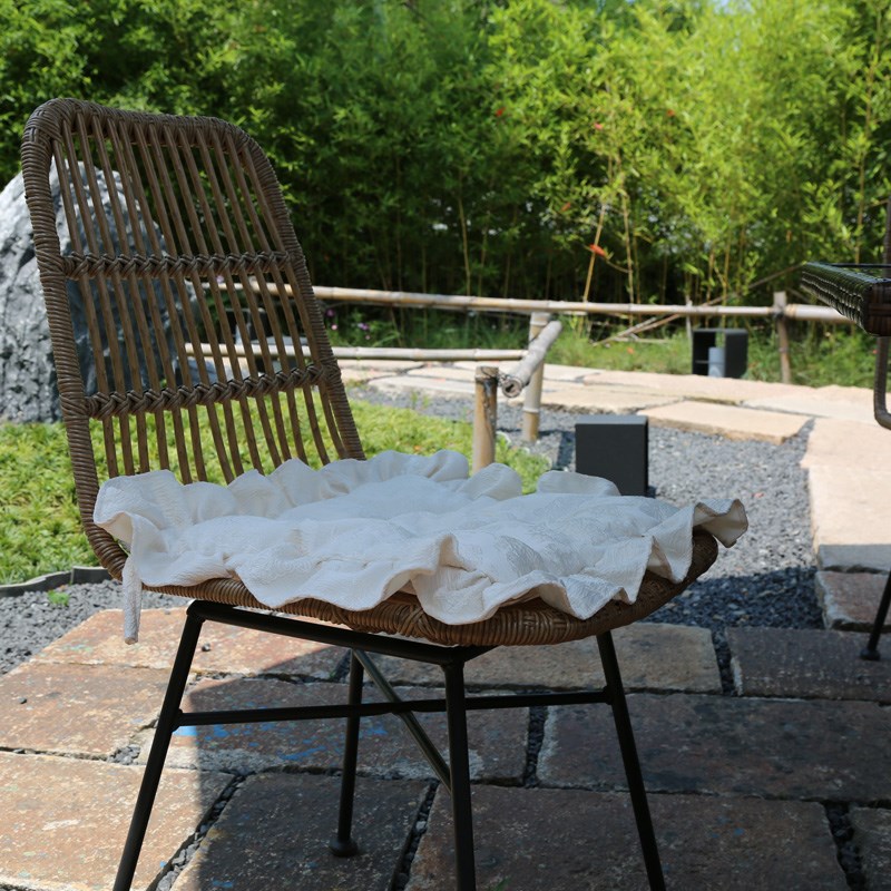 FORHOME法式复古宫廷玫瑰座椅垫荷叶边绑带餐椅坐垫办公室屁股垫