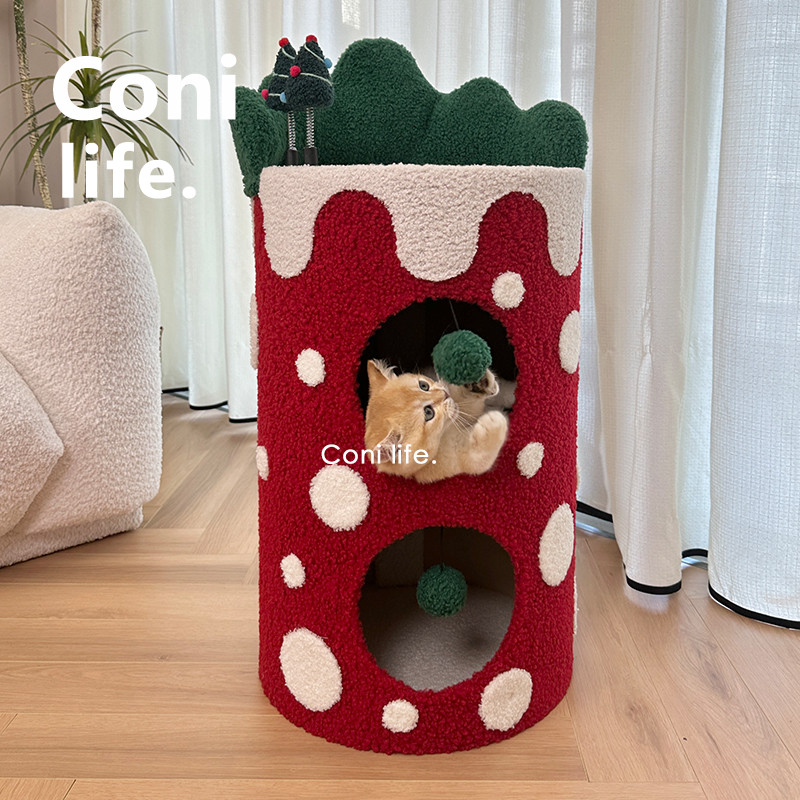 Coni life雪桶猫窝猫树一体双层猫咪别墅猫屋四季通用封闭式猫架