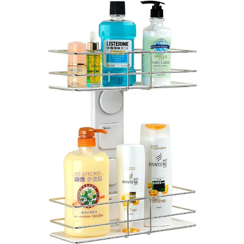 嘉宝吸盘置物架壁挂厨房浴室置挂架不锈钢收纳架免打孔厕所架子