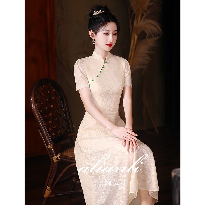 晚礼服高级感轻奢小众高端新中式订婚香槟色连衣裙18岁成人礼女孩