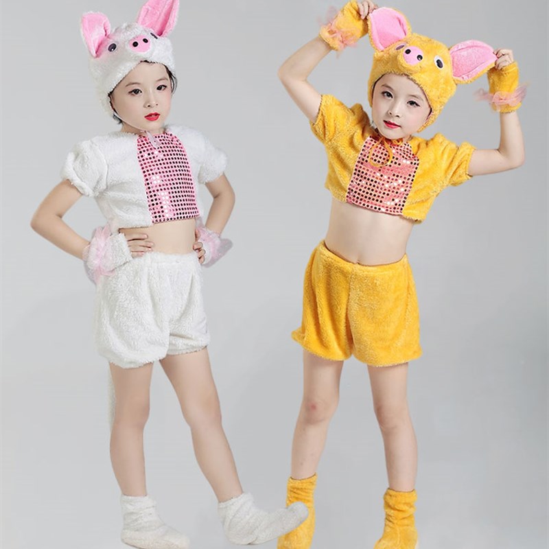 六一儿童动物演出服幼儿园舞蹈快乐小猪吃的饱饱表演服装三只小猪