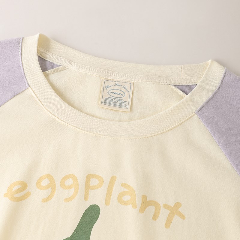 睡衣女春秋2025新款可爱茄子套装大码可外穿纯棉磨毛长袖家居服